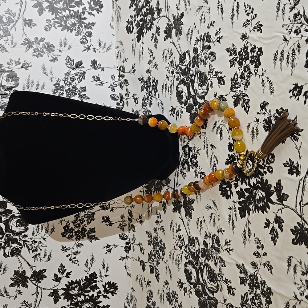Orange gemstone necklace jb9